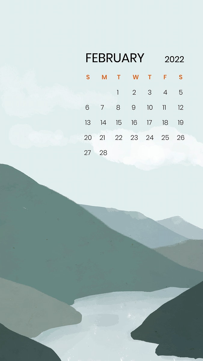 Mountain Abstract February Monthly Calendar Vector Rawpixel