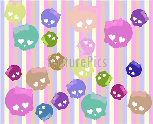 Cute Colorfull Skull Background Illustration High Resolution