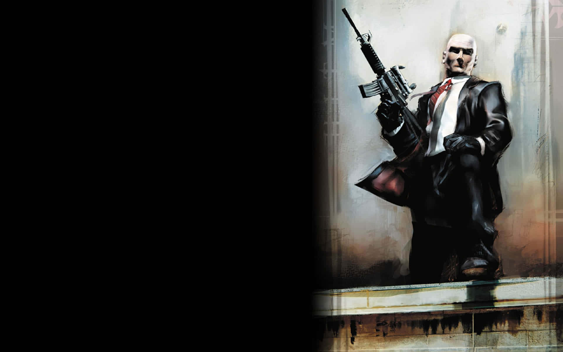 Hitman Agent Stepping On Railings Wallpaper