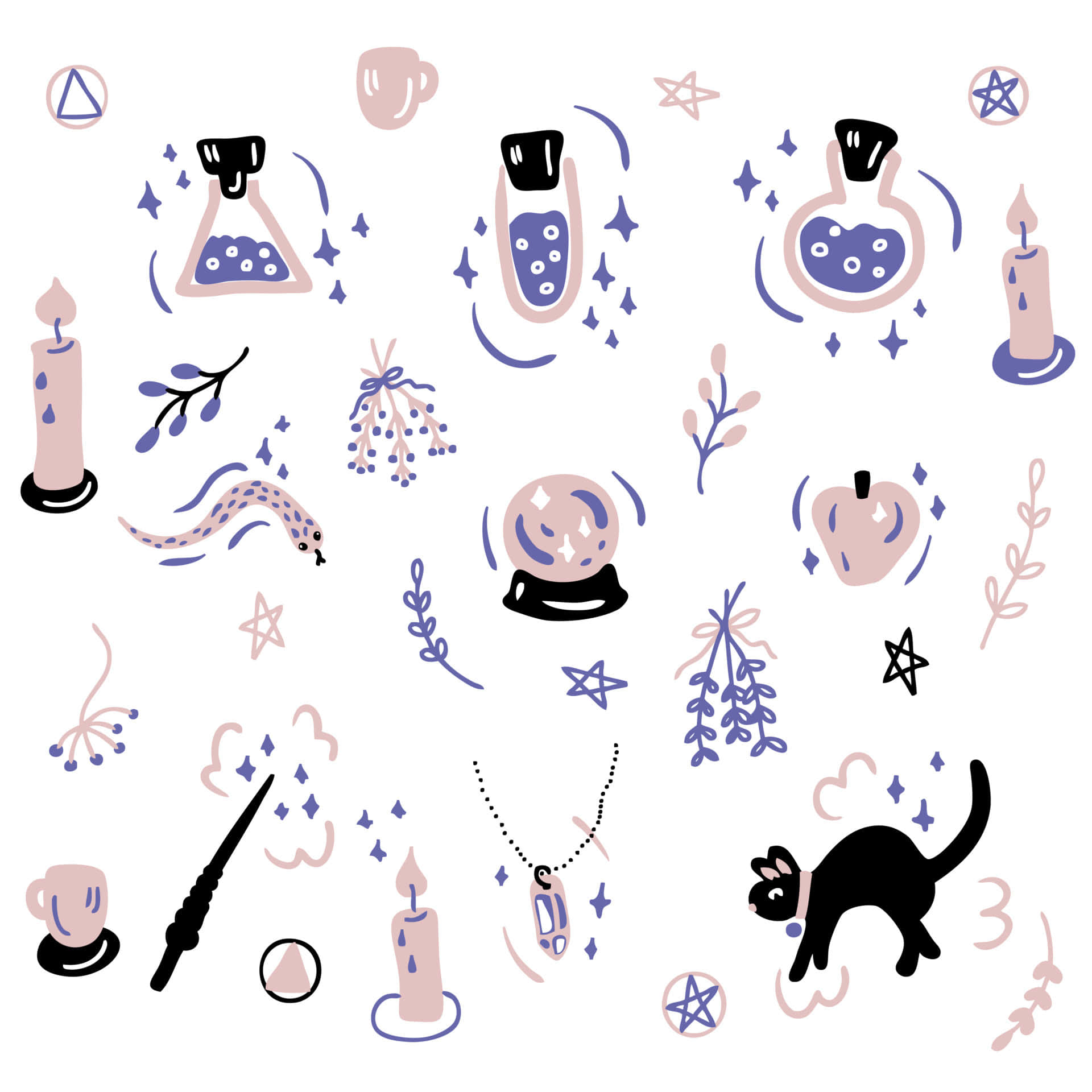 Pastel Witch Icon Set Wallpaper