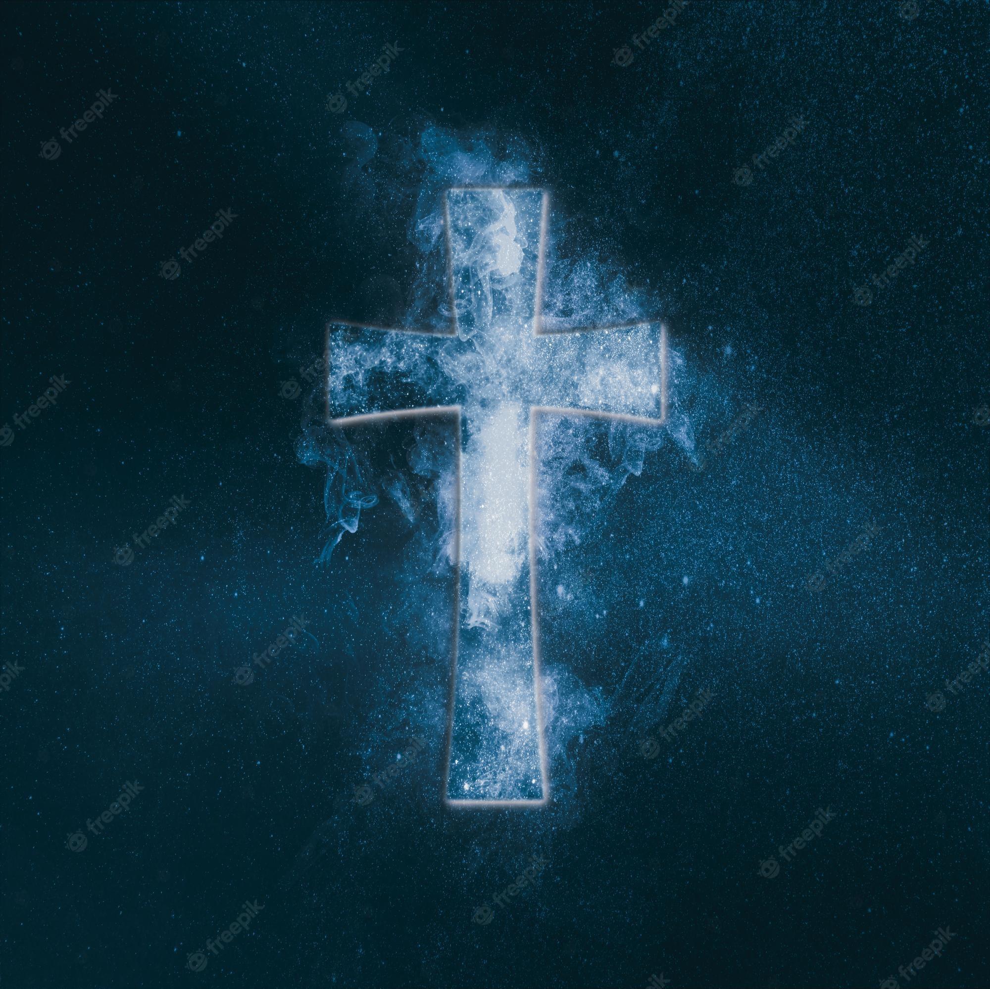 Premium Photo Christian Cross Symbol Abstract Night Sky Background