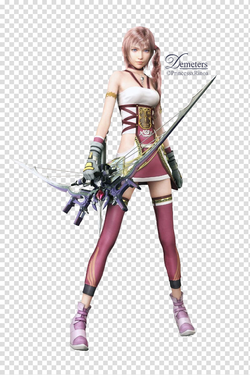 Serah Ffxiii Render Female Anime Character With Bow Weapon