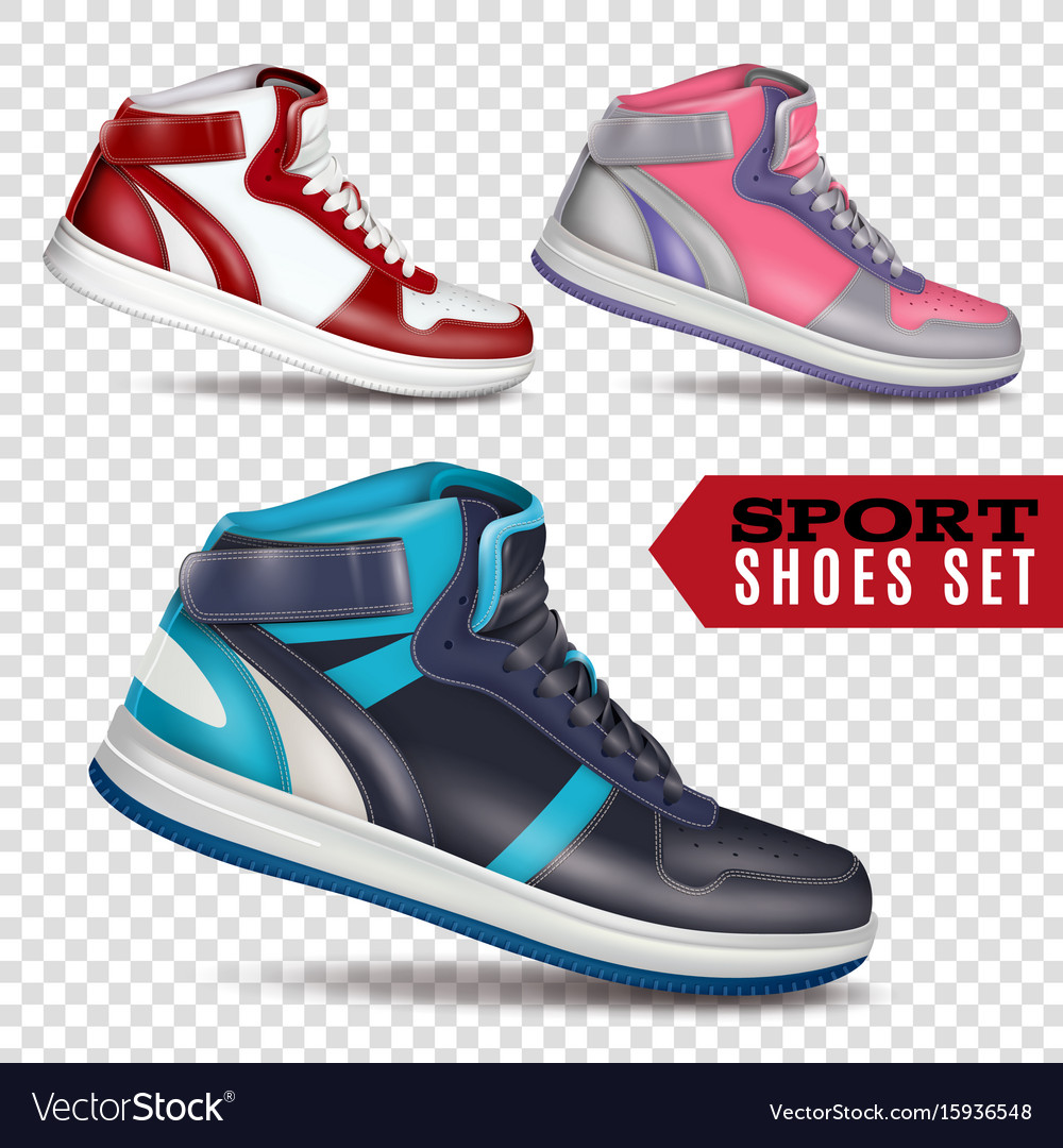 Color Sport Shoes On Transparent Background Vector Image