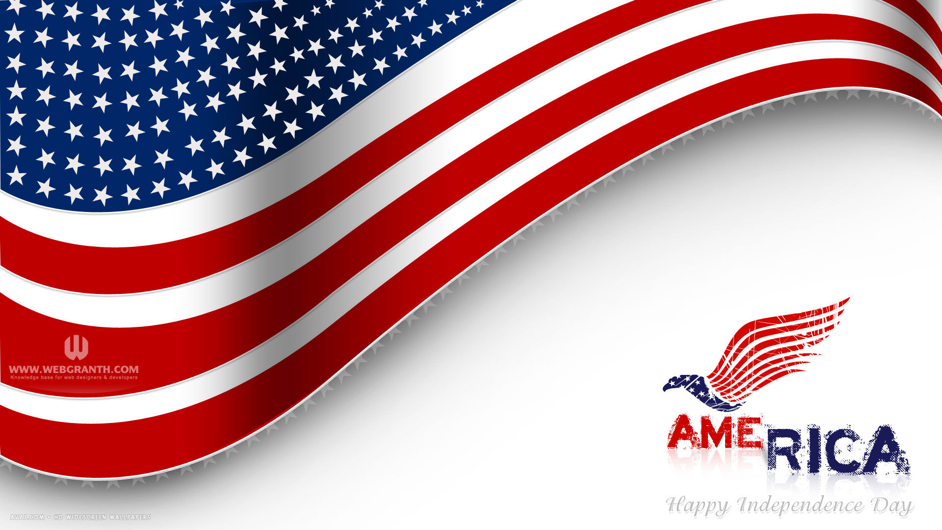 Day 4th Of July America Flag Vector Holiday HD Widescreen Wallpaper