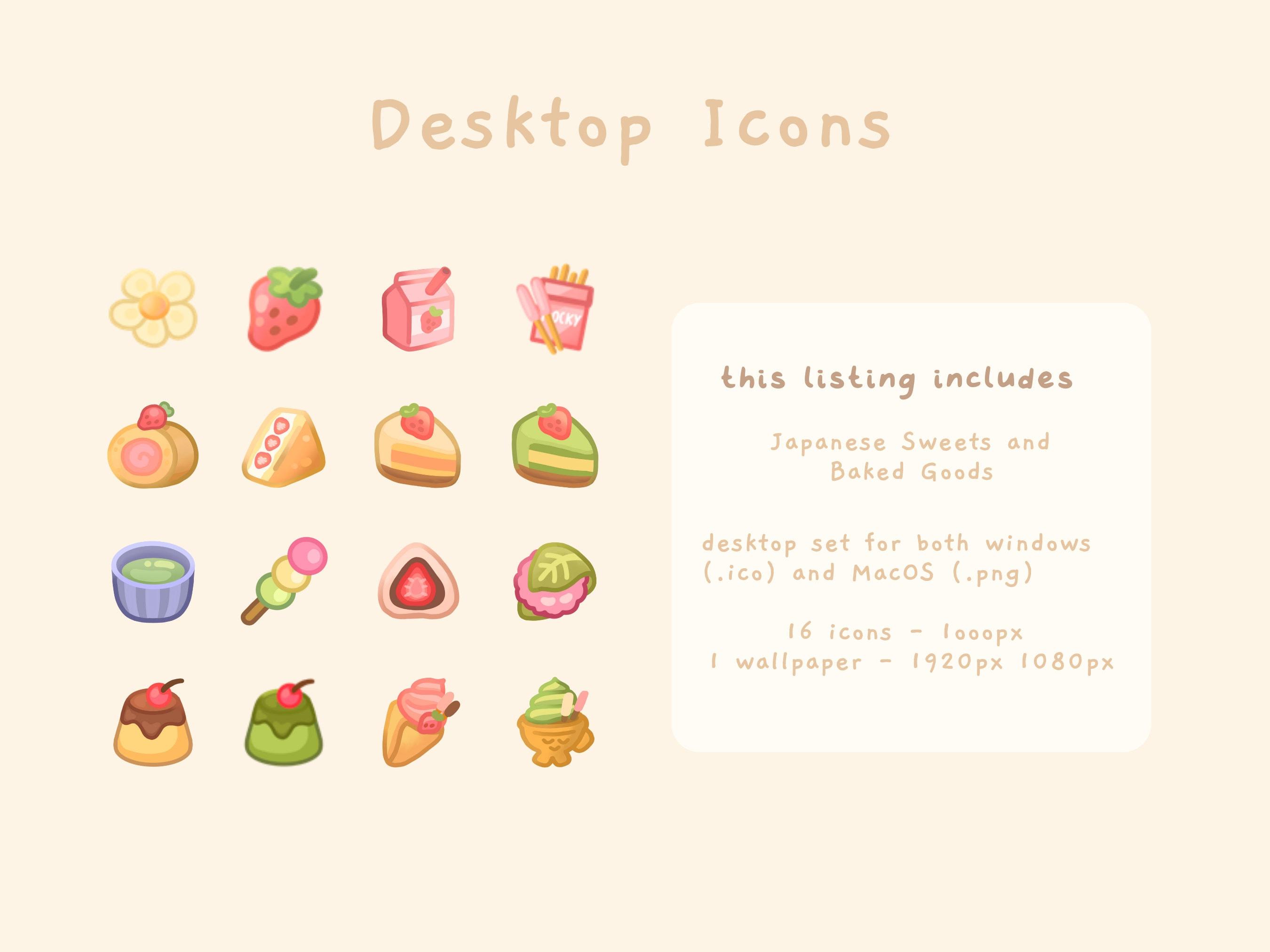 Cute Desktop Set Icons Wallpaper Japanese Sweets