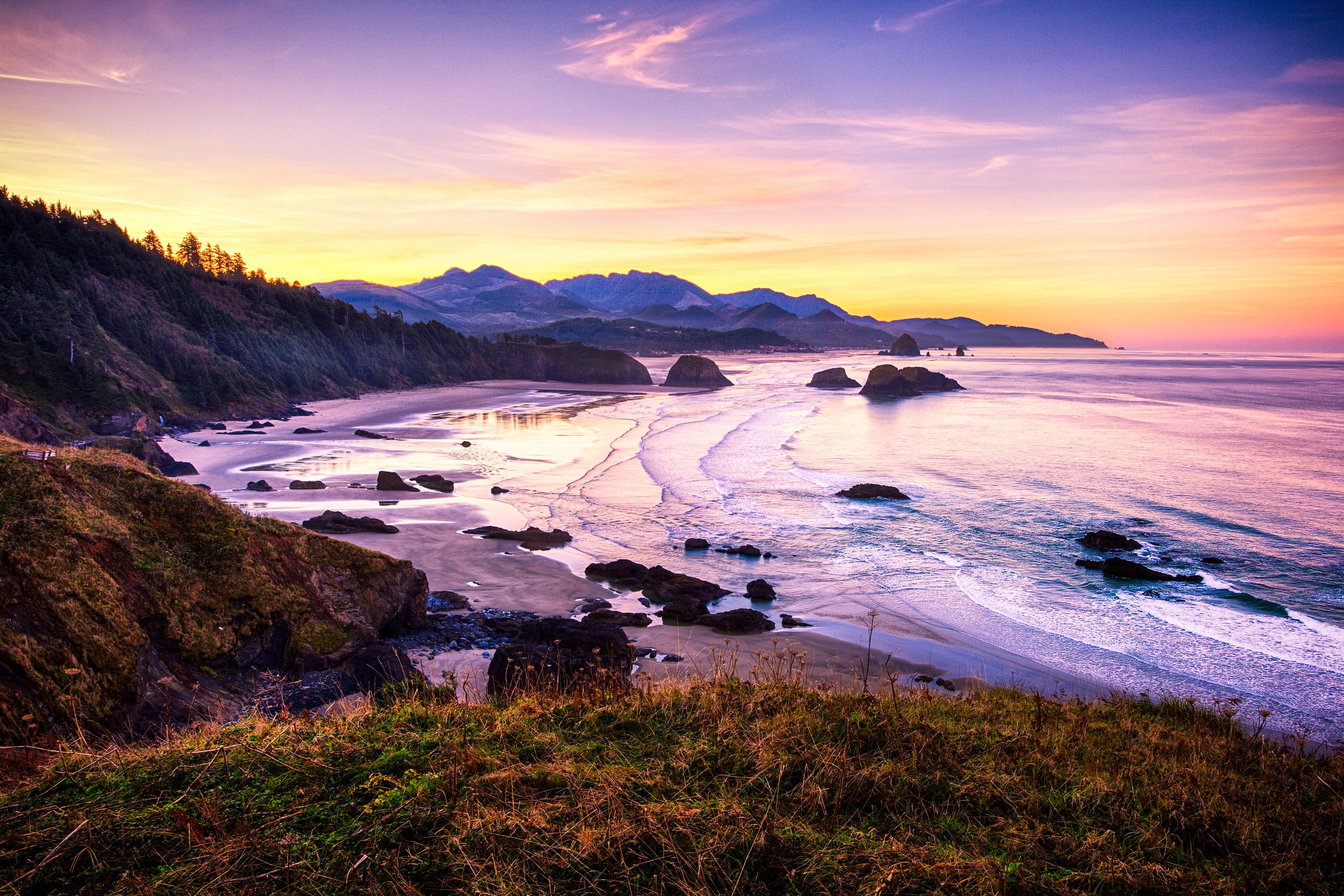 Cannon Beach Oregon Sunset Landscape Wallpaper Background