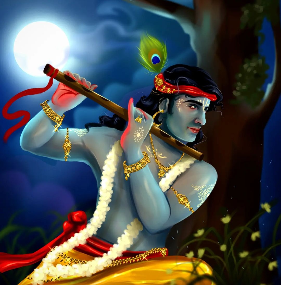 Krishna Cartoon Art HD Wallpaper