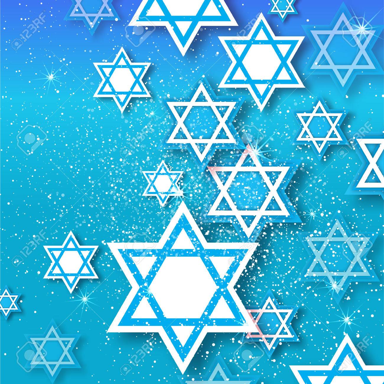 Magen David Stars Papercraft Jewish Holiday Simbol On Blue