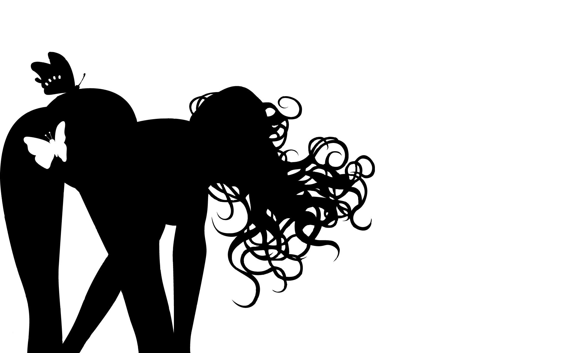 Wallpaper butterfly silhouette hair Female silhouette graphic