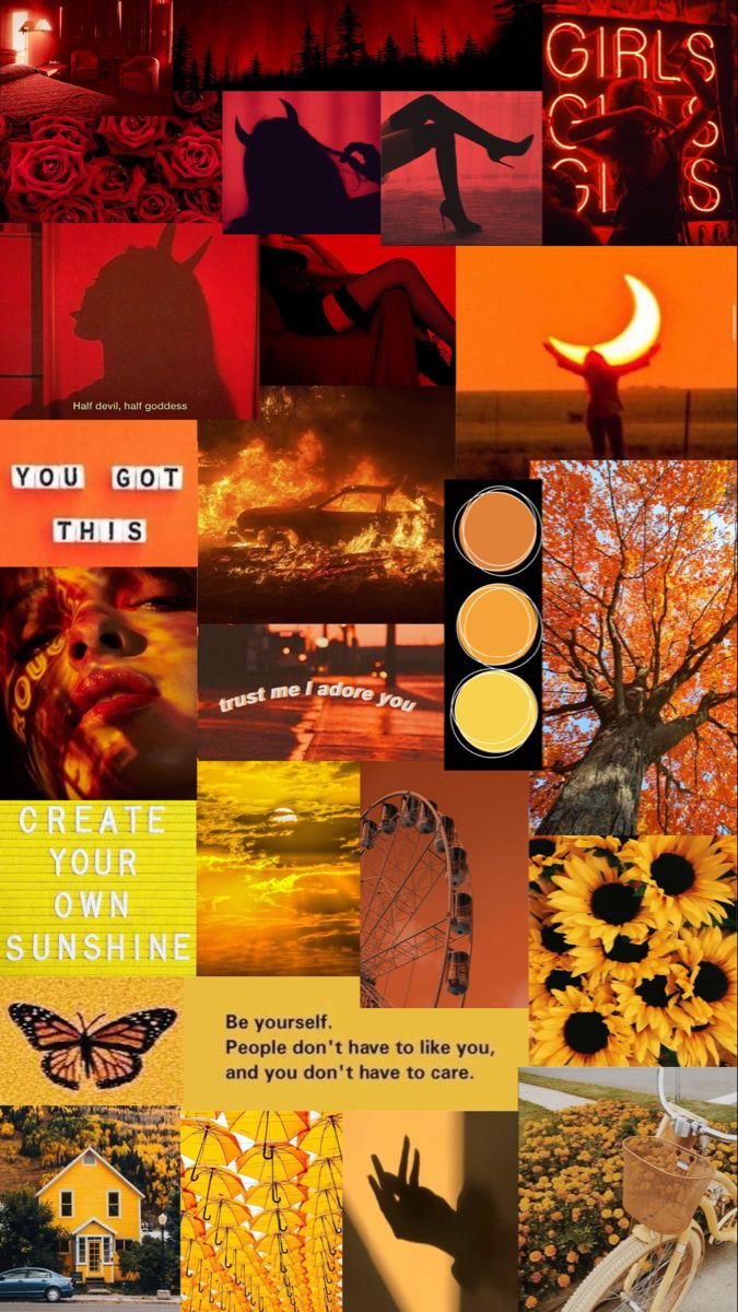 Yellow Orange And Red Aesthetic Mood Board iPhone