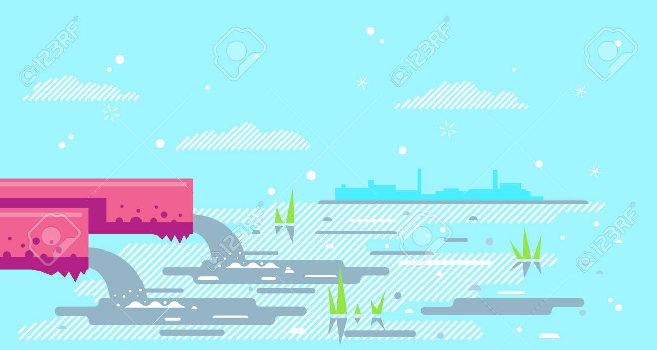 Water Pollution From Industrial Pipe Concept Illustration