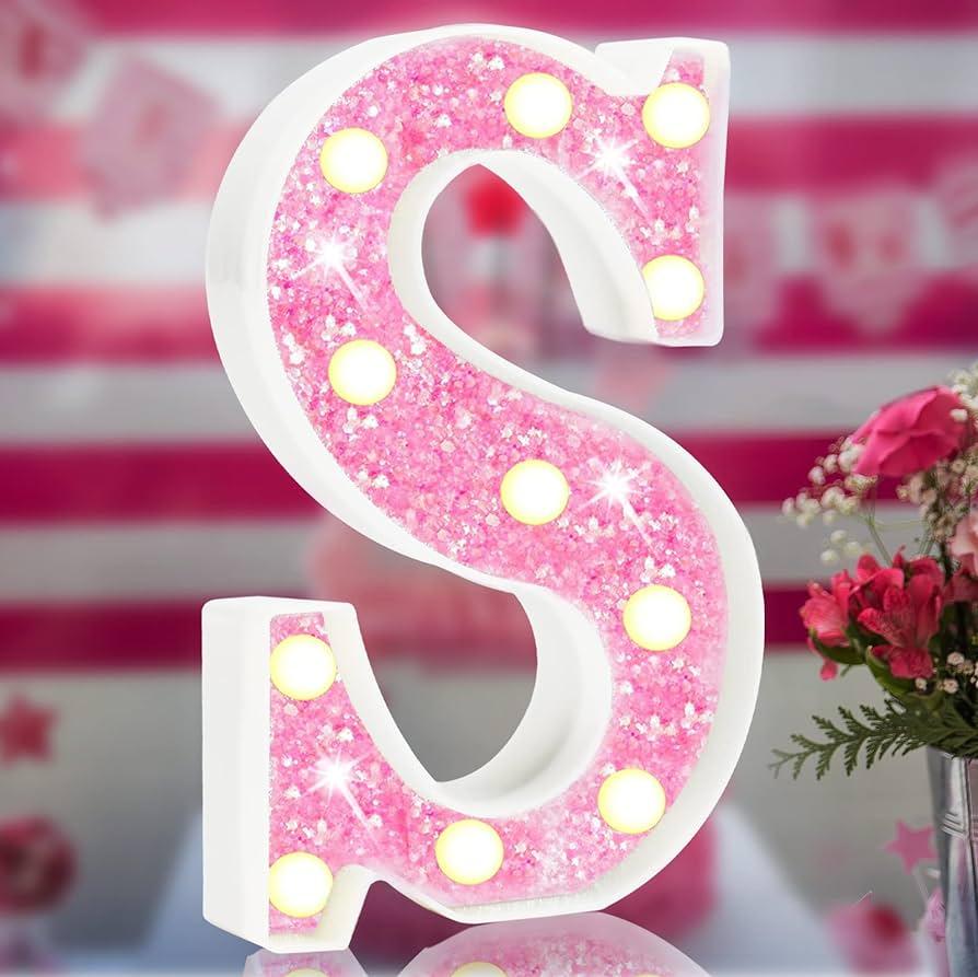 Amazon Pink Light Up Letters Glitter Alphabet Letter Sign