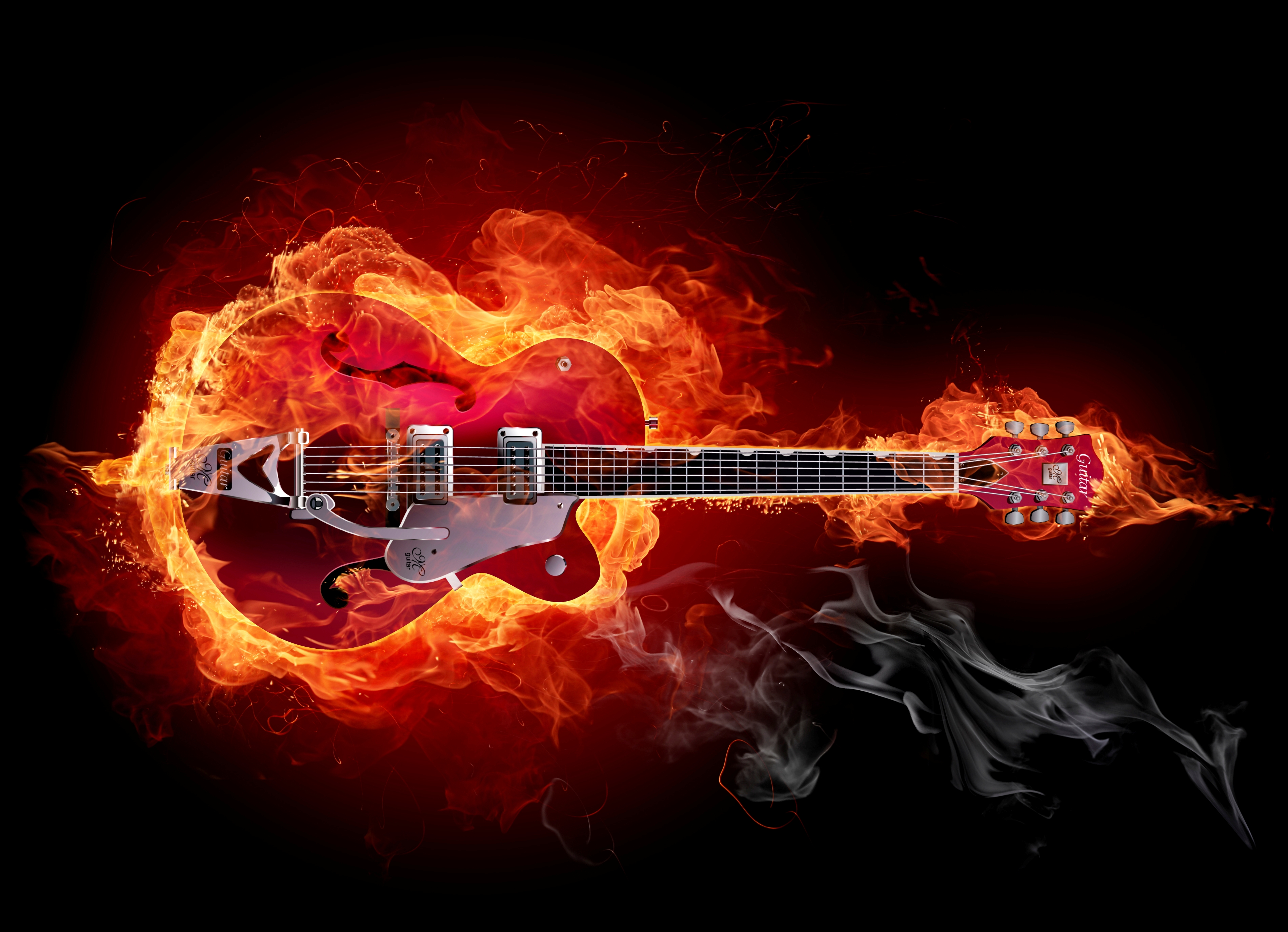 Fire Guitar Wallpaper On
