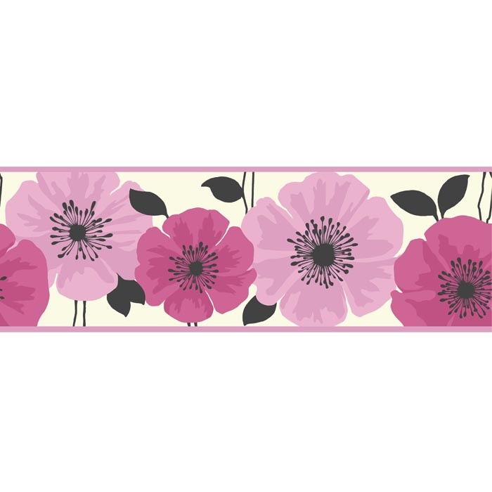 Free download Blue Pink Tulips Wallpaper Border Traditional Wallpaper