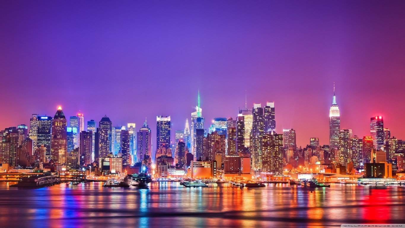 New York City Skyline At Night 4k HD Desktop Wallpaper For
