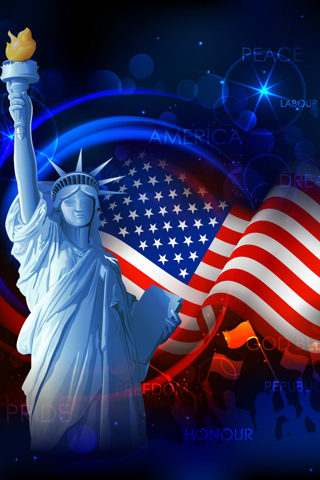 Statue Of Liberty And American Flag Wallpaper iPhone