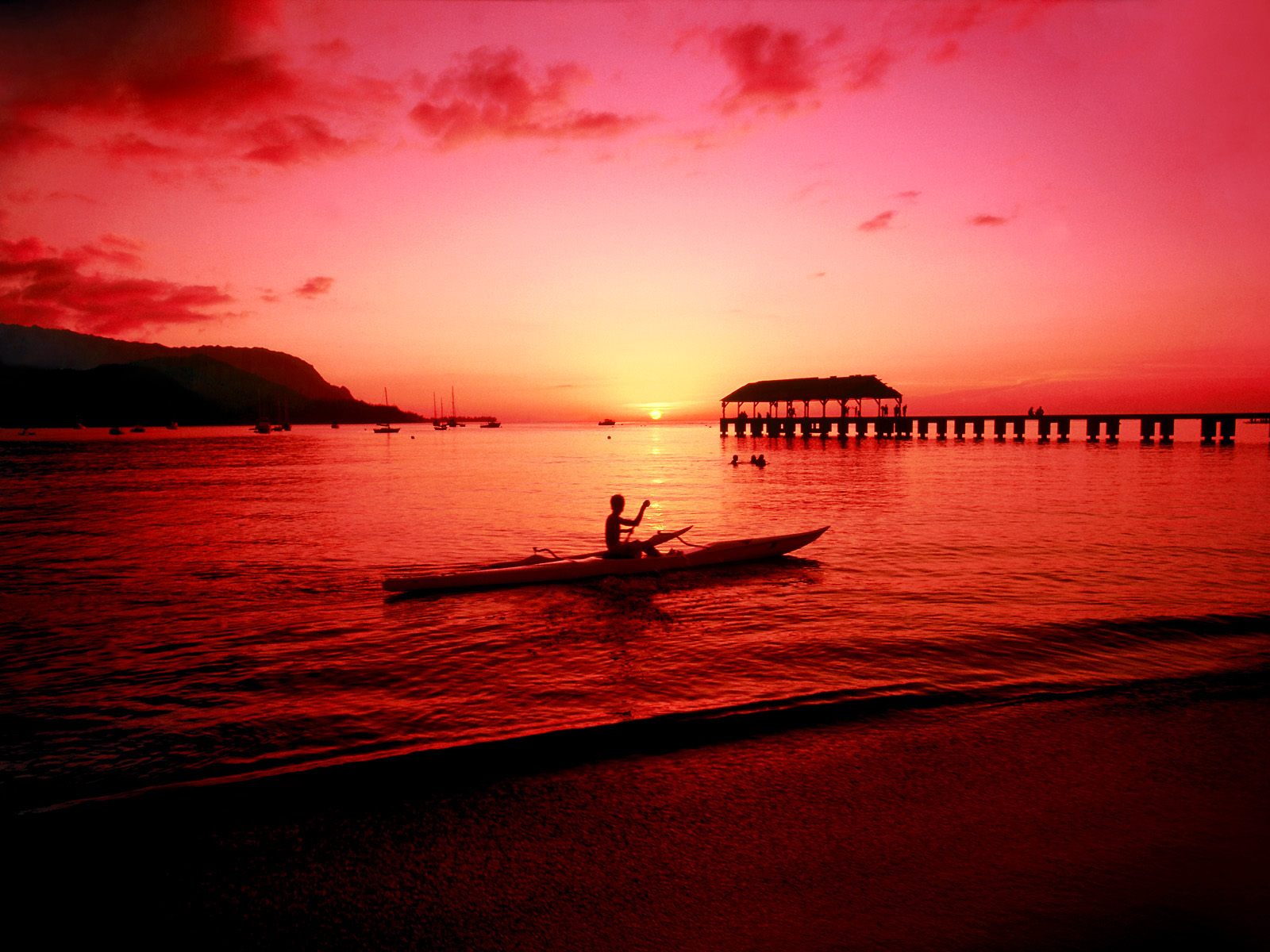 Hawaii Beach Sunset Stockphoto