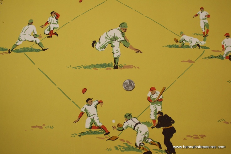 S Vintage Wallpaper Baseball Game Via
