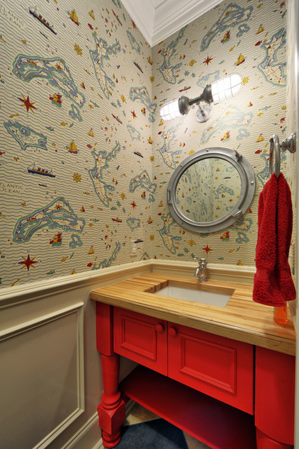 Nautical Bathroom With A Chart Wallpaper By Ralph Lauren
