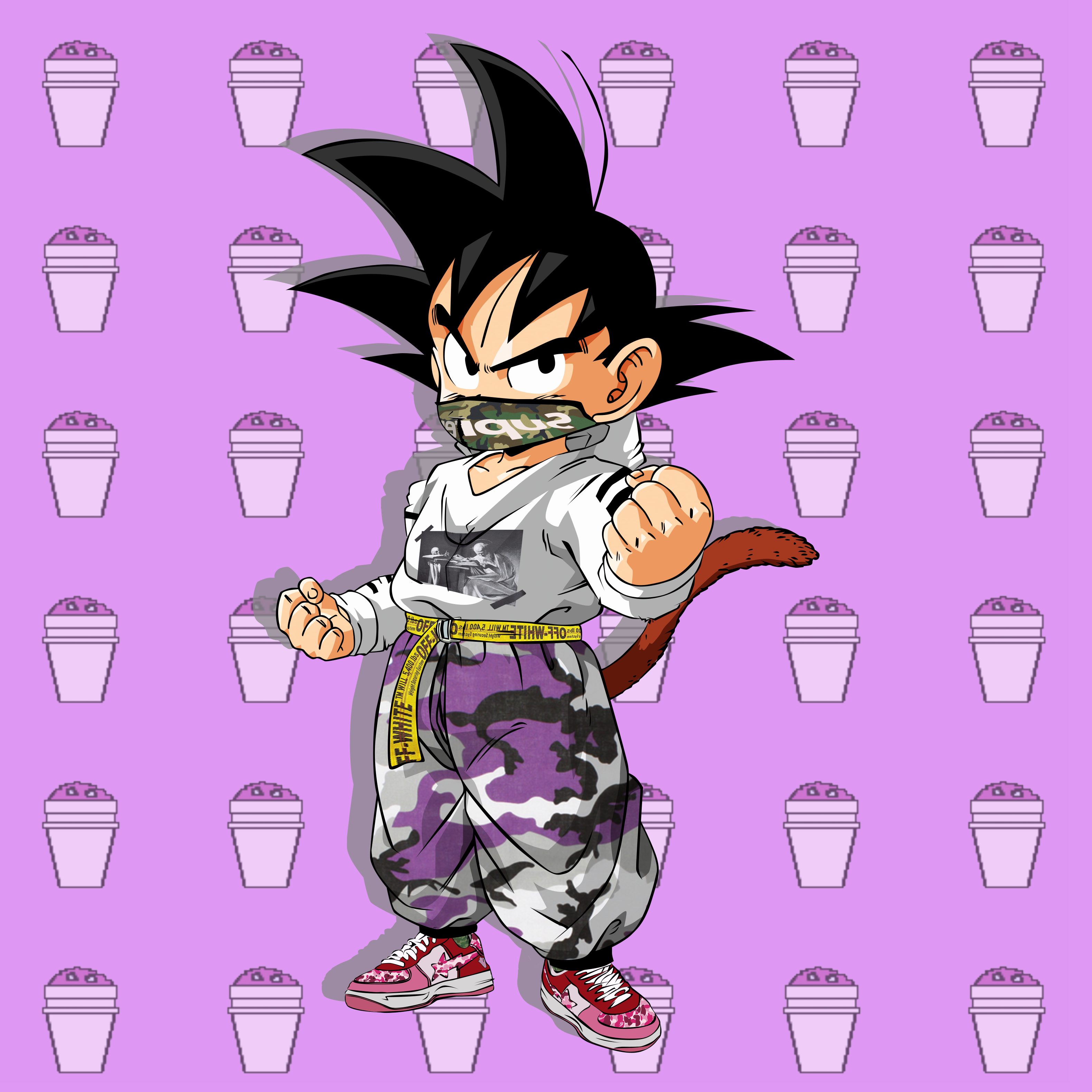 Hypebeast Goku Lean Background Off White Bape Supreme Dope Art