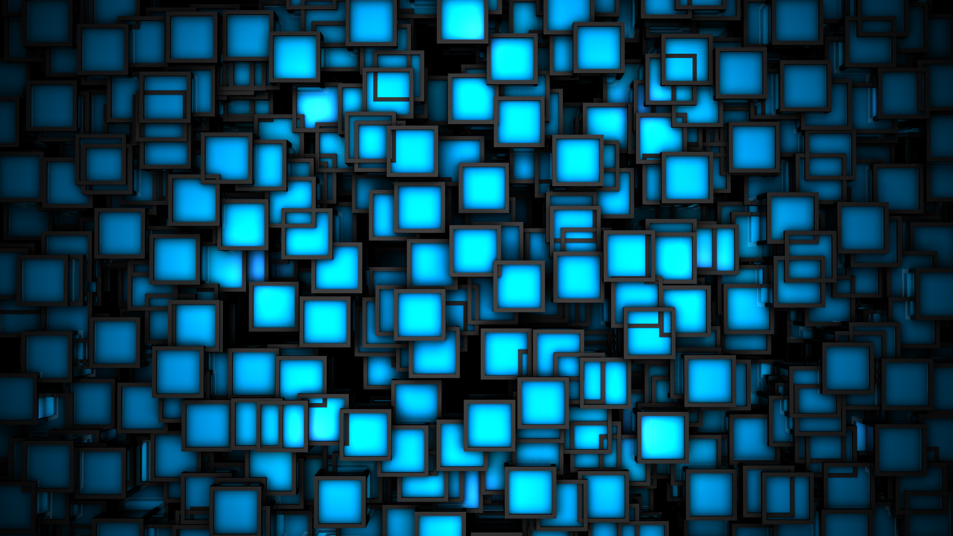 3D Blue Neon Cubes Wallpaper