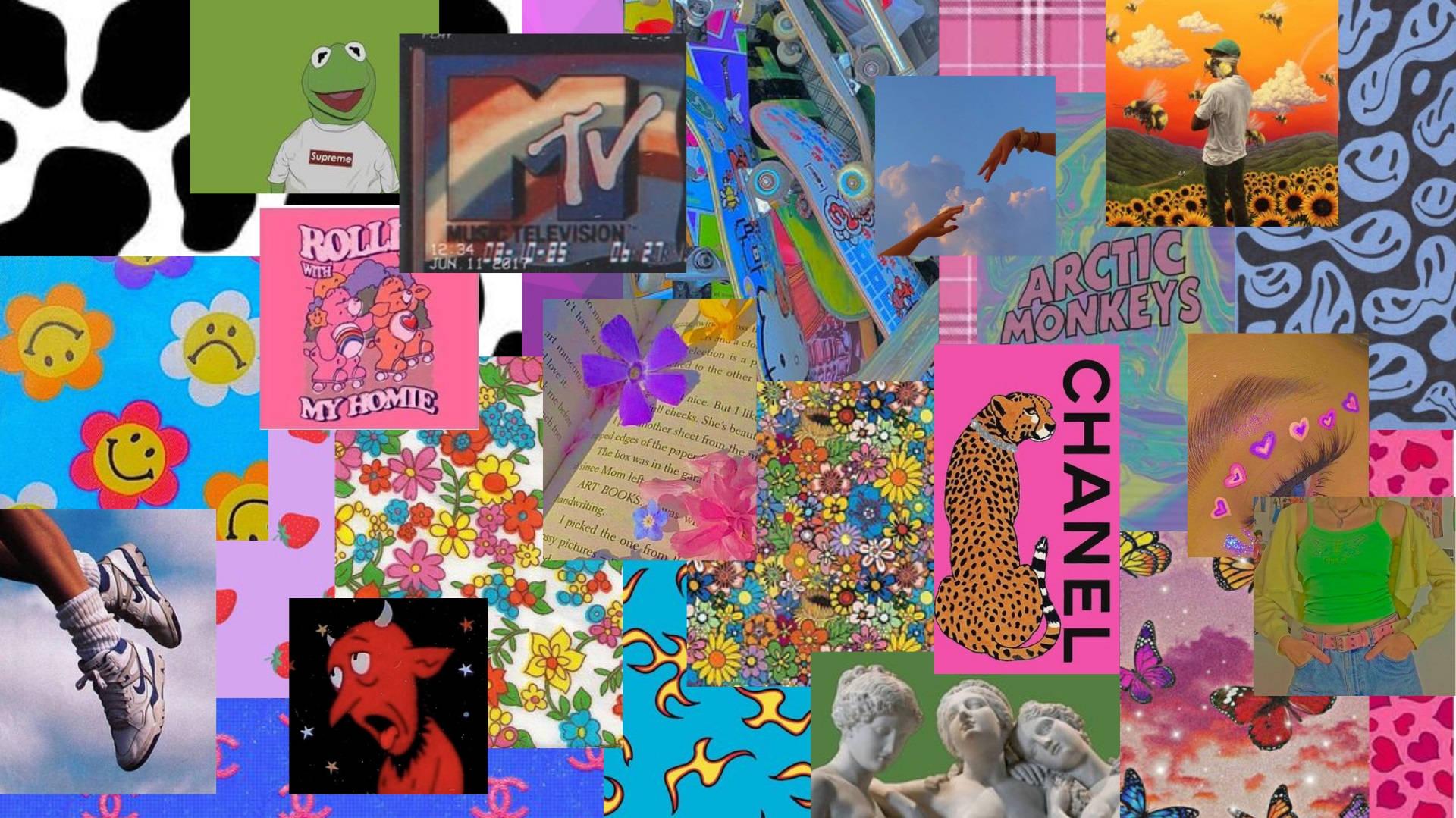 Indie Aesthetic Laptop y2k Collage Wallpaper