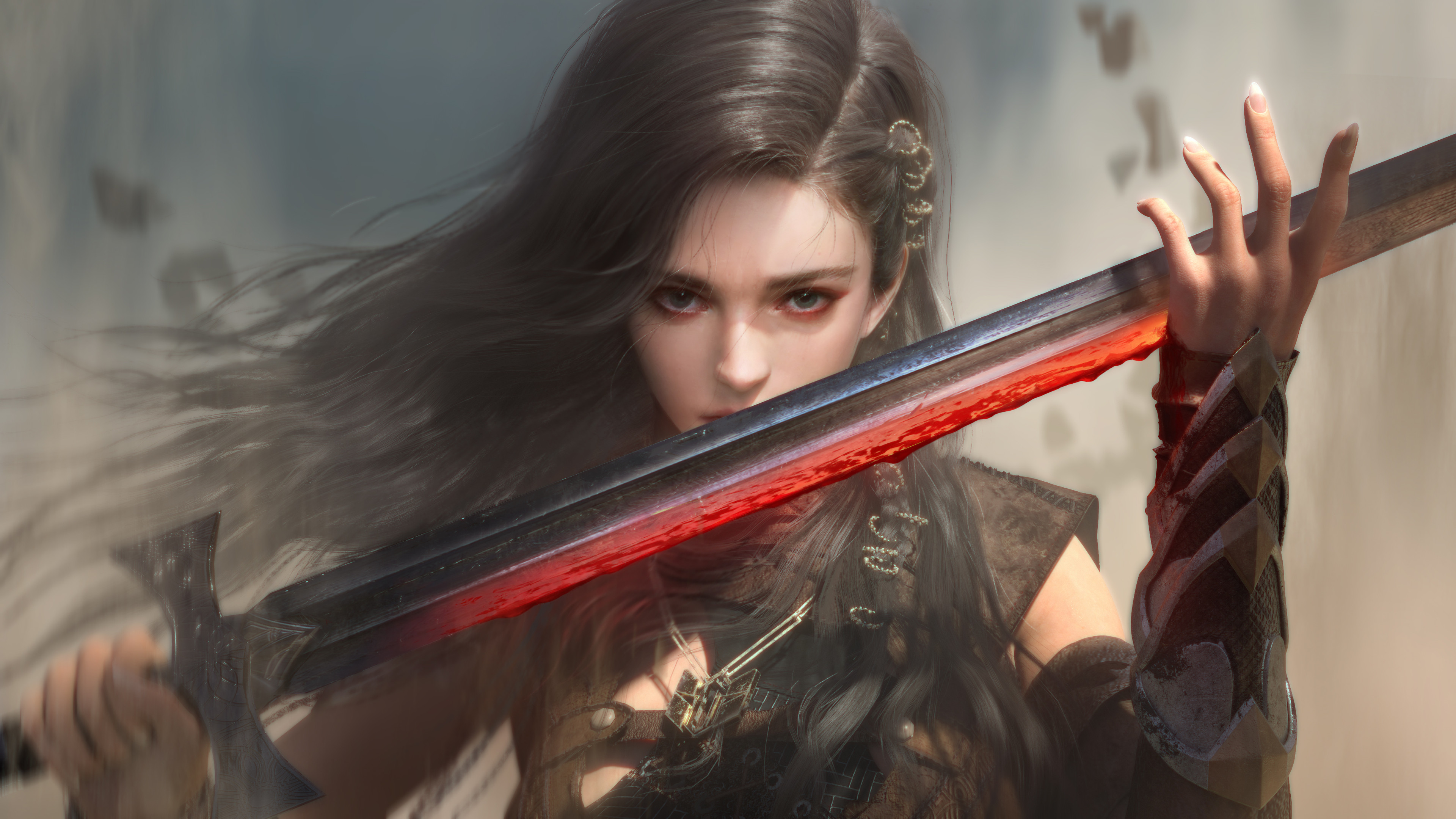 Female Warrior Fantasy With Sword Wallpaper HD Girls 4k Image