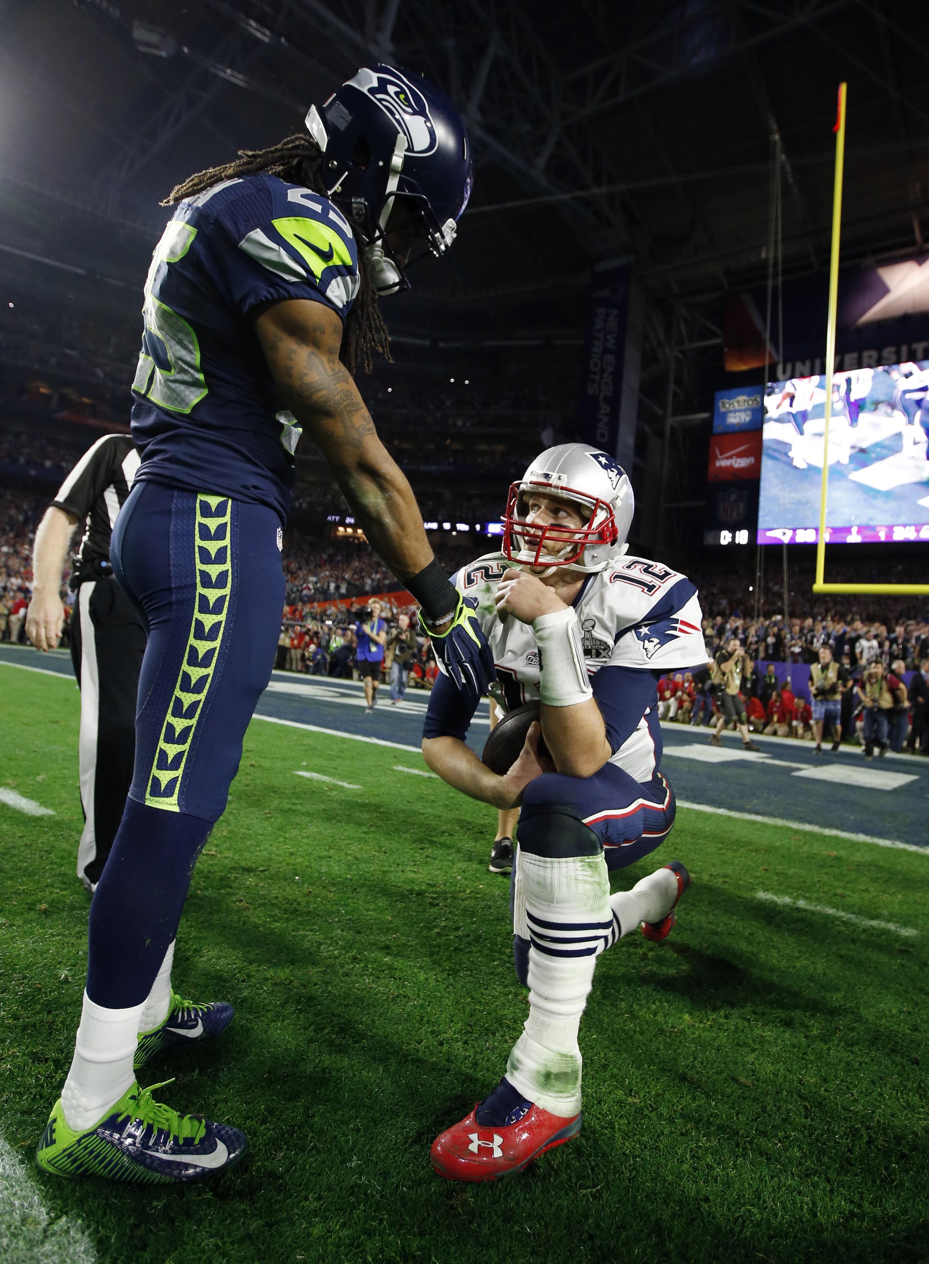 Richard Sherman was the first person to congratulate Tom Brady