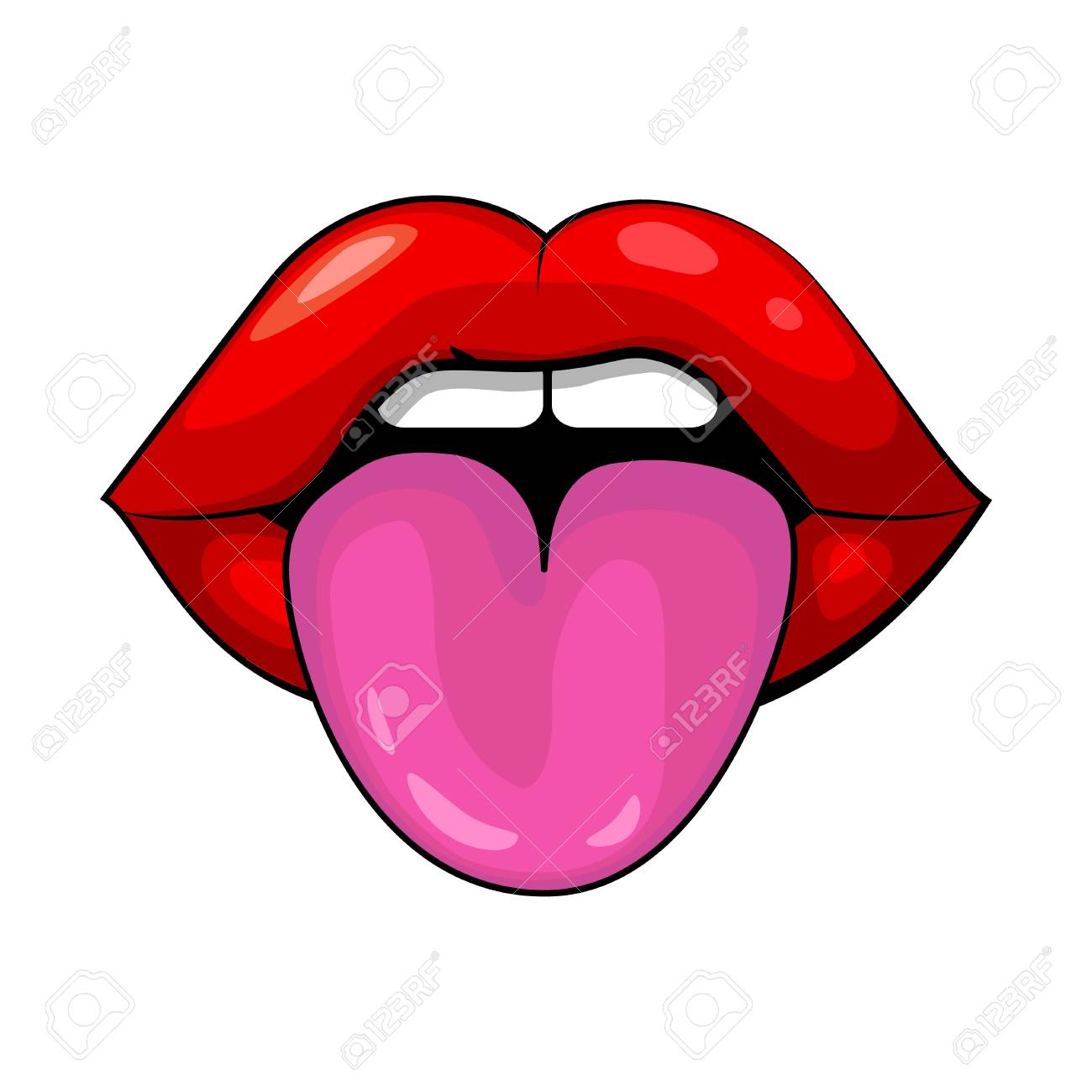 Red Female Lips And Tongue On A White Background Emotion Pranks