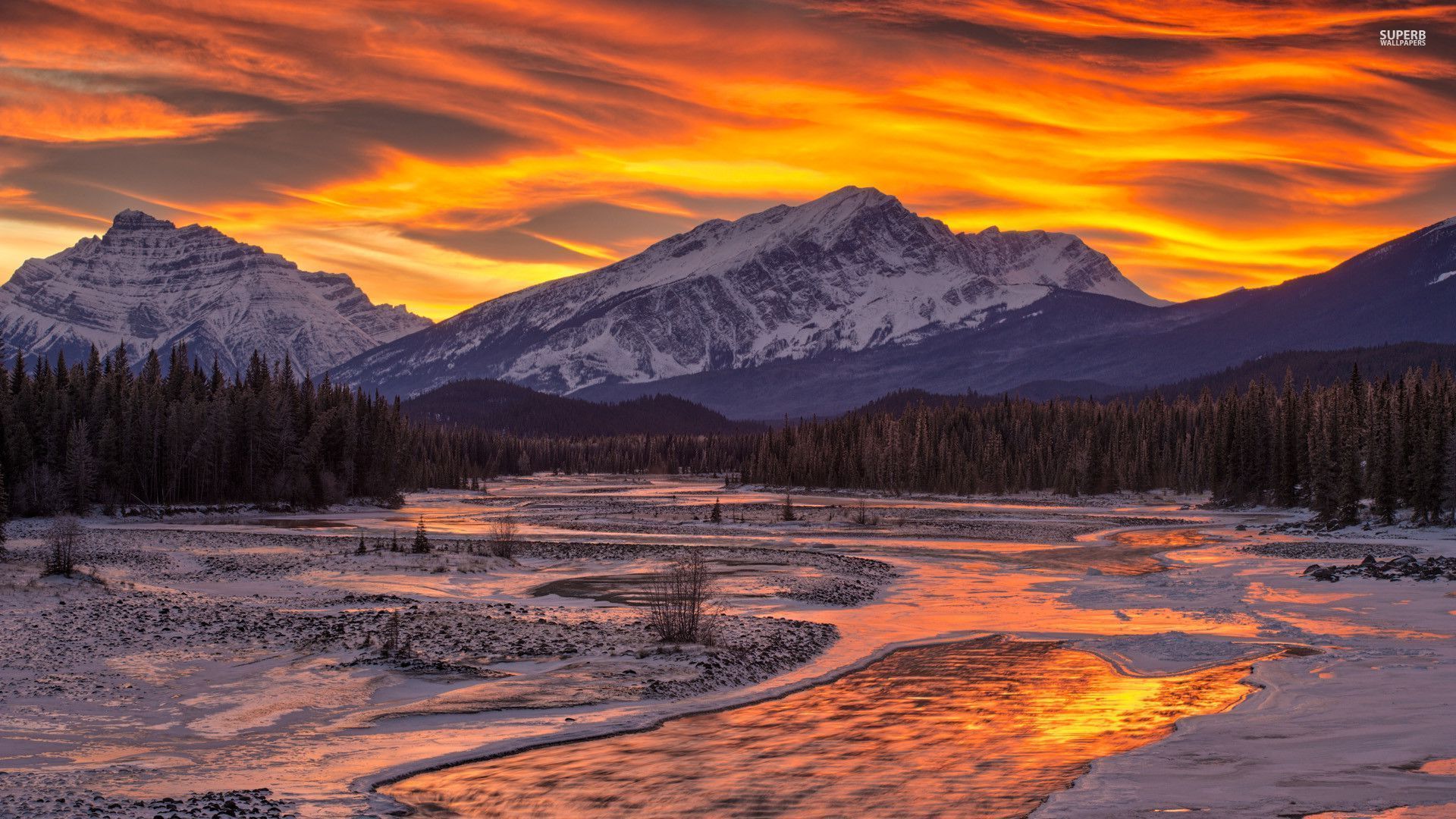 Inter Mountain Sunset HD Wallpaper Background Image