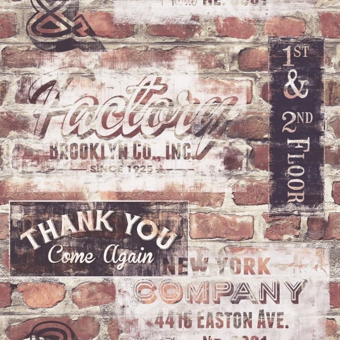 Rasch Portfolio New York Terracotta Red Brick Retro Wallpaper