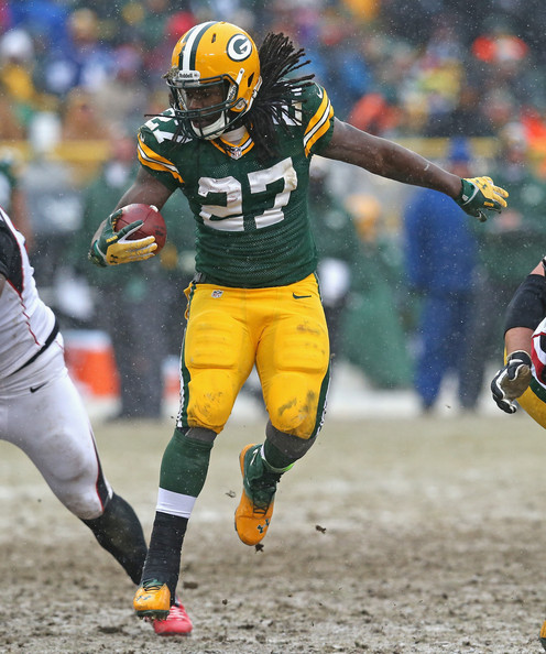Eddie Lacy Of The Green Bay Packers Runs Against