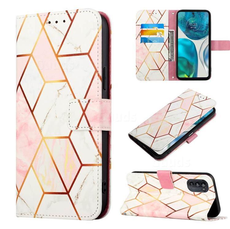 Pink White Marble Leather Wallet Protective Case For Motorola Moto