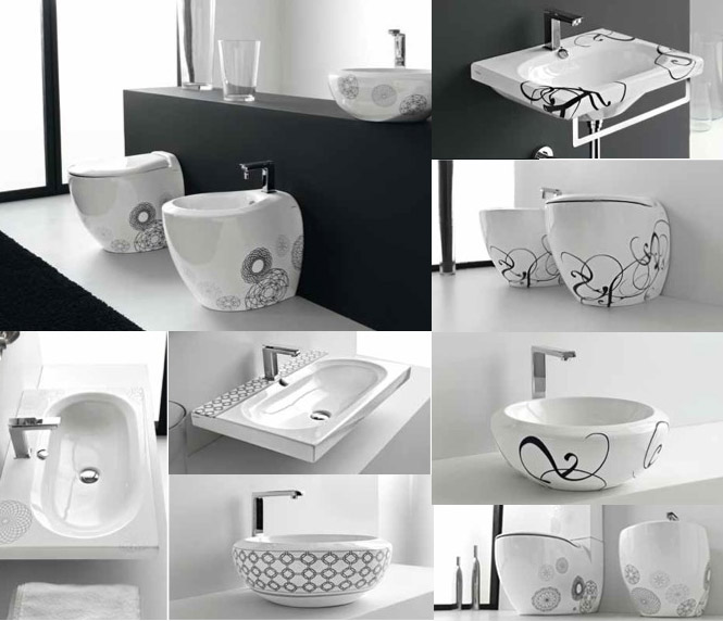 Unique Patterned Bathroom Suite Unique Bathrooms by ArtCeram Wallpaper 665x572