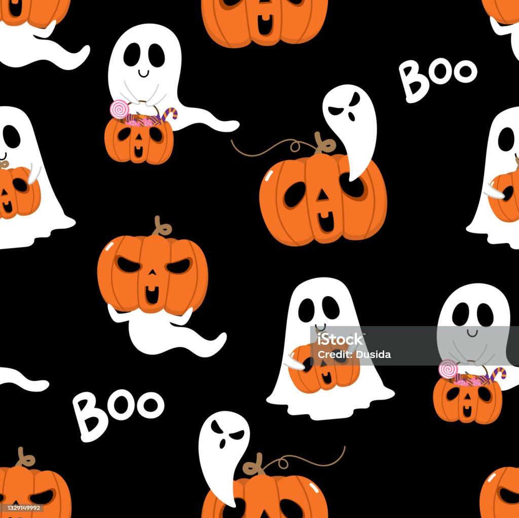 Happy Halloween Wallpaper With Cute Spooky Ghosts And Scary