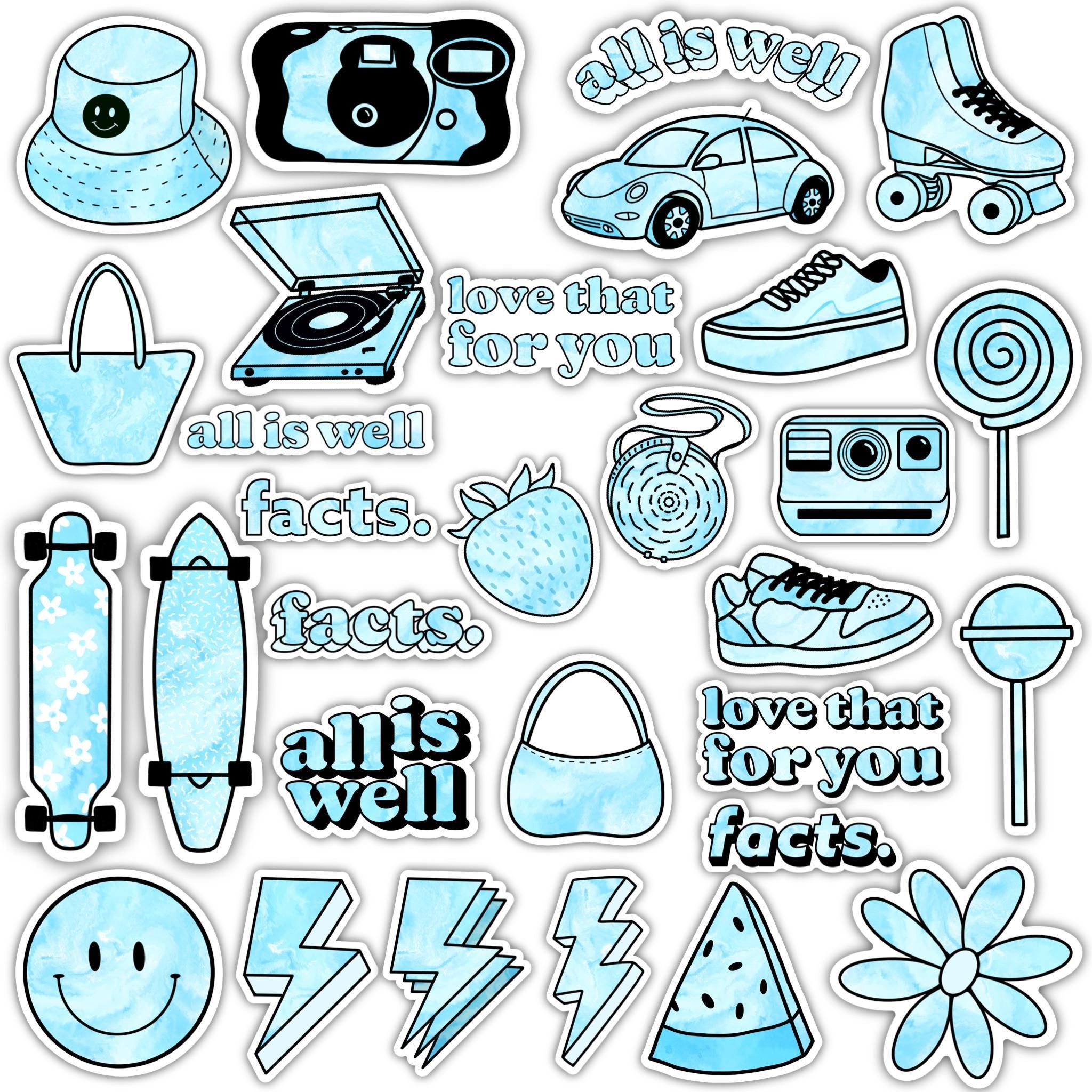 Blue Aesthetic Sticker Pack Wallpaper
