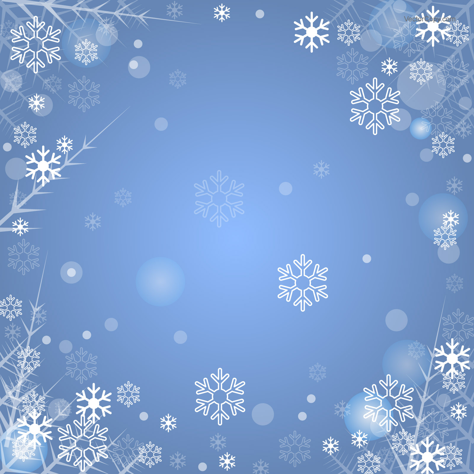 Blue Winter Background With Snowflakes Vector Eps