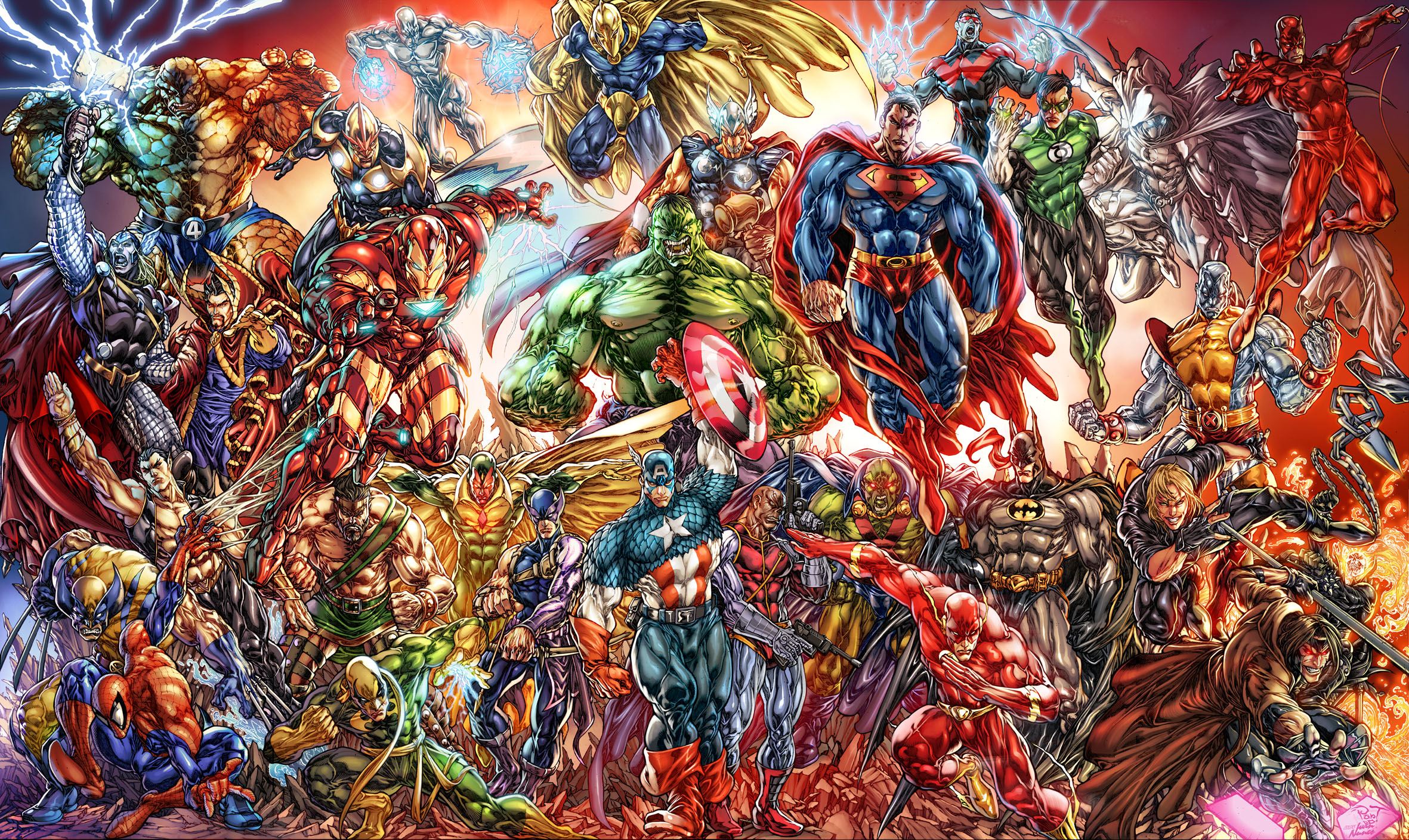 Of Marvel And DC Characters Computer Wallpapers Desktop Backgrounds 2362x1408