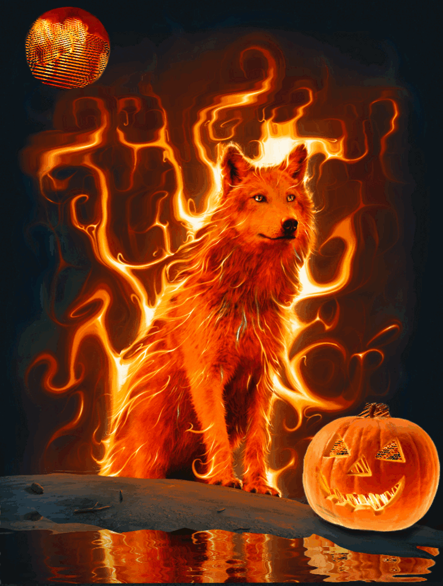 Holiday Flaming Wolf Large Animation Wallpaper By Aim4beauty On