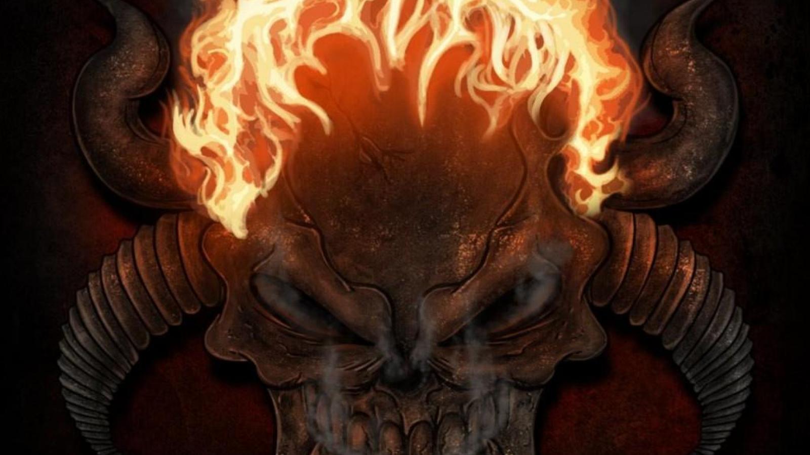 Demon Skull On Fire Wallpaper HD