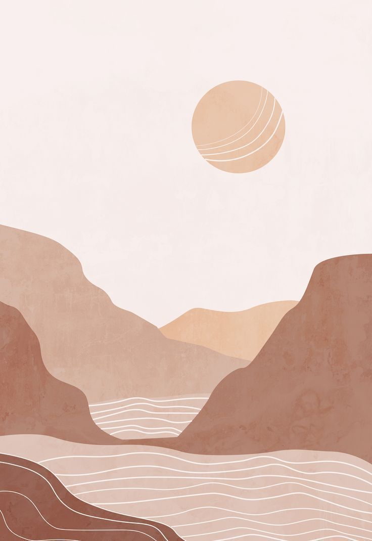 Abstract Landscape Terracotta Bohemian Printable Wall Art Boho Poster Wallpaper