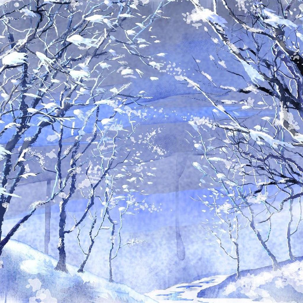 HD Beautiful Winter Woods Background For iPad