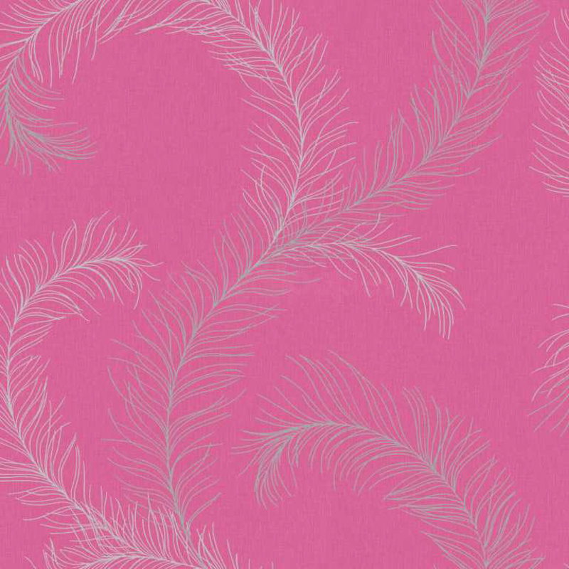 Debona Wallpaper Feathers Design Hot Pink Silver Motif Leaf Roll