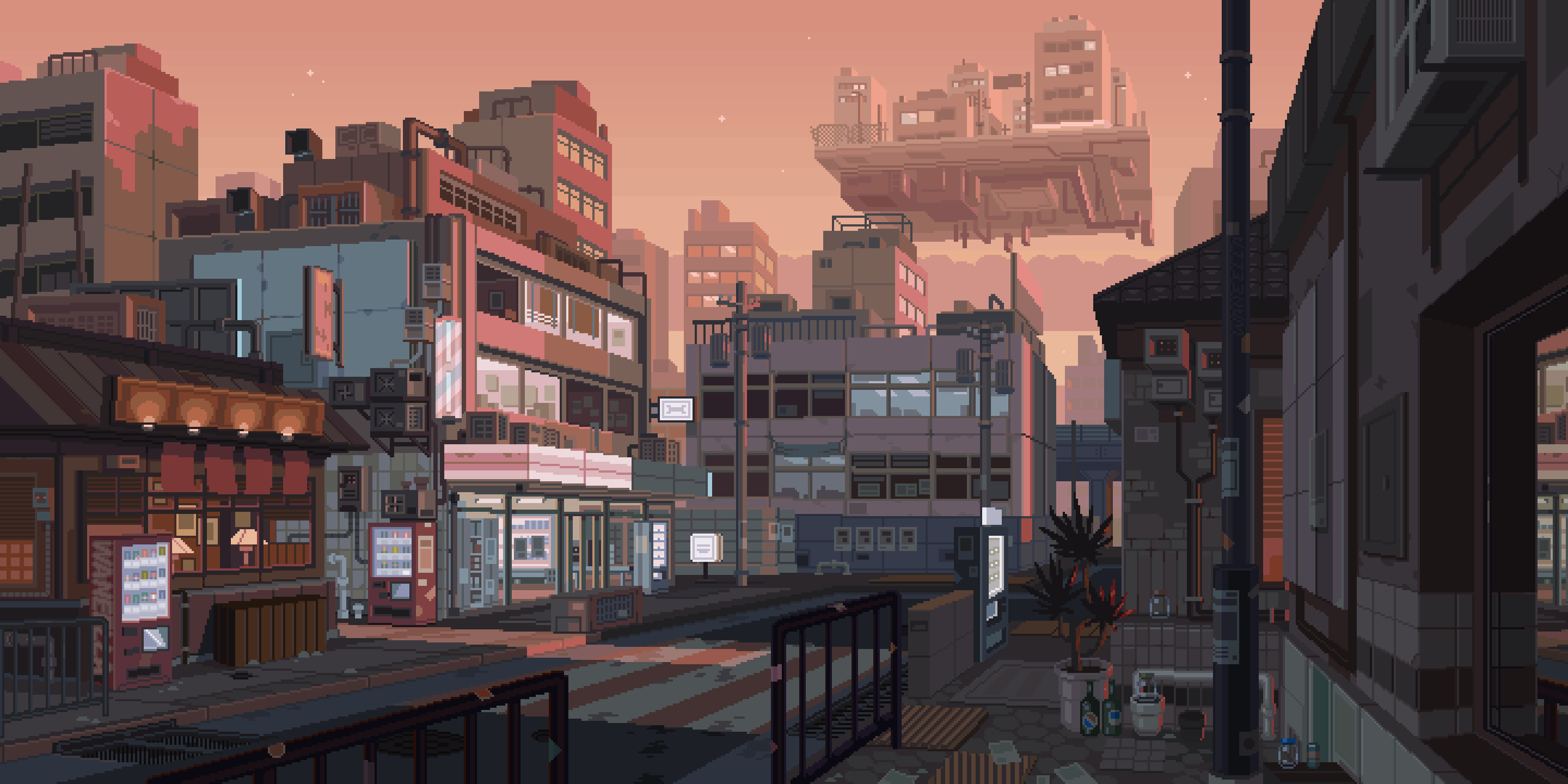 Artistic Pixel City Wallpaper