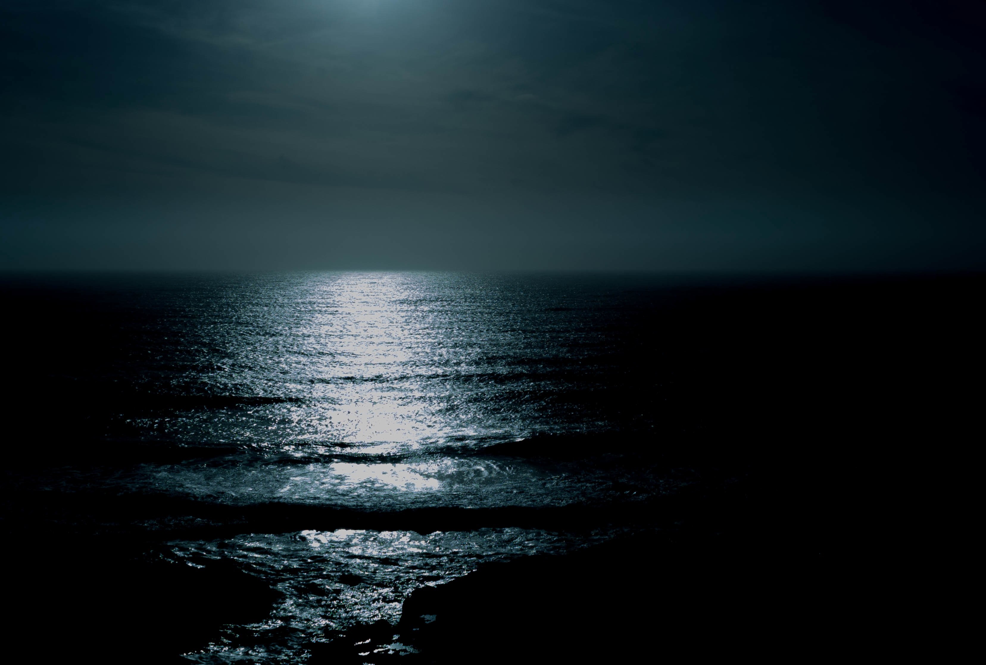 Ocean Night Moonlight And Cloud 4k HD Wallpaper