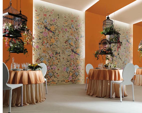 wonderful dining room with floral wallpaper carsmach 570x457