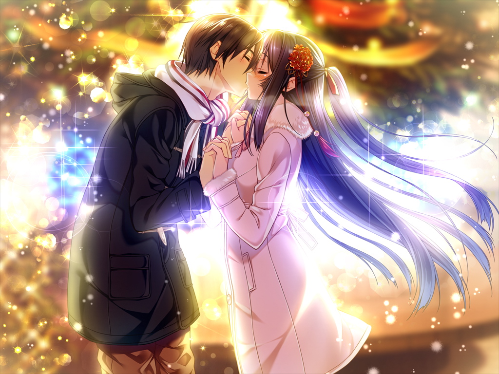 Anime couple romance moon school uniform cuteness Anime HD wallpaper   Peakpx