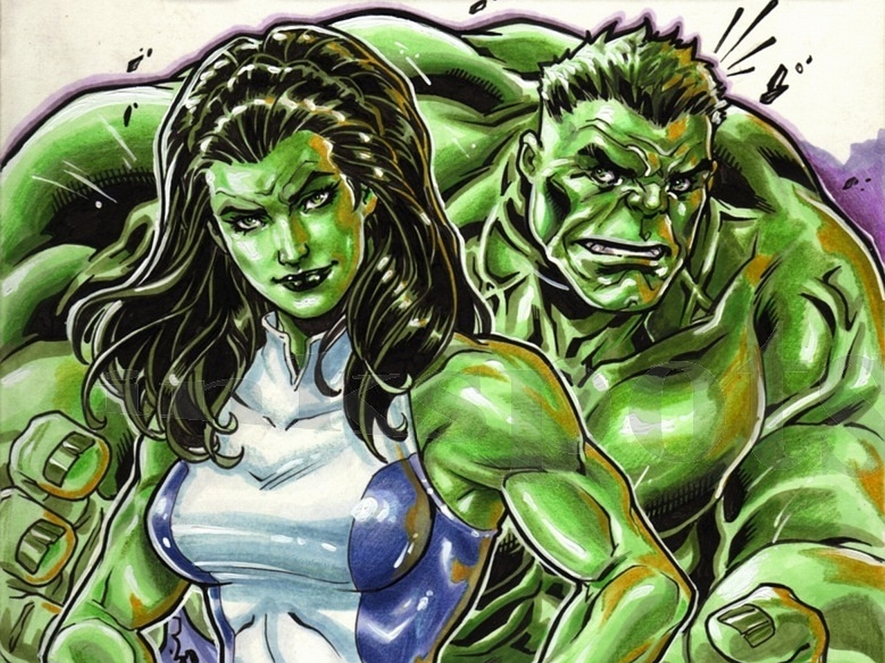 Free Download She Hulk And The Hulk Wallpaper 19015 Wallpaperesque [1280x960] For Your Desktop