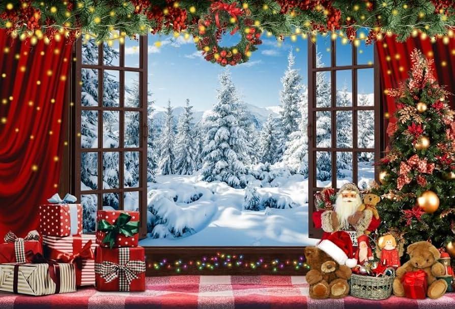 Amazon Leowefowa Winter Christmas Window Backdrop