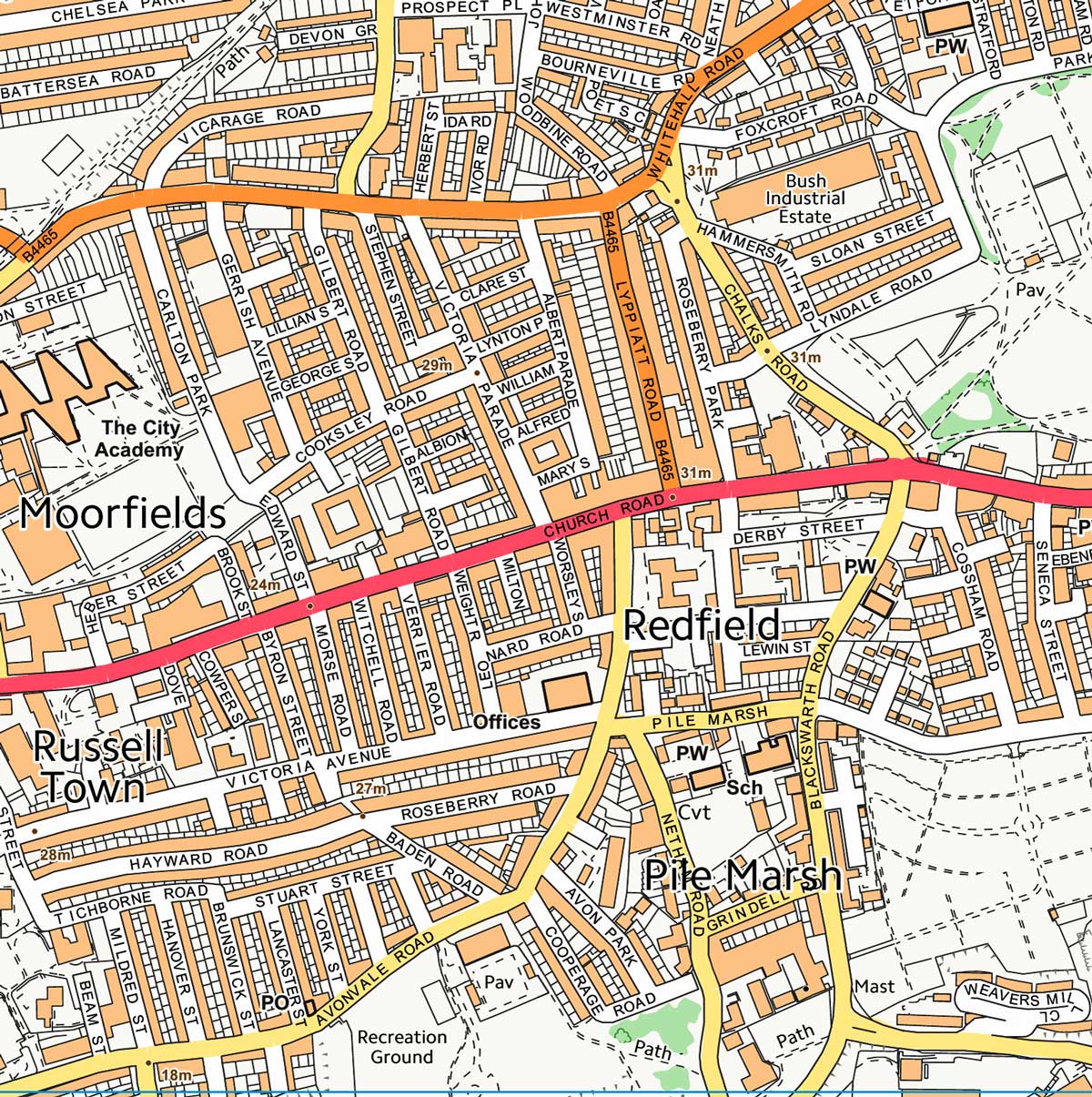 Example Of Enlarged Detail From Os Street Map Used For Wallpaper